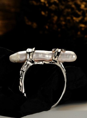 【K社制造】巴洛克戒指女高级感法式chic风珍珠S925纯银开口指环