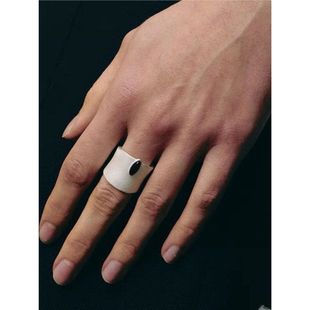 小众设计手工肌理指环 裂缝宽戒指开口纯银925董洁同款 K社制造