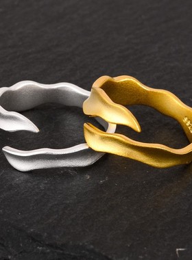 开口波浪戒指指环日韩版磨砂