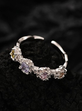 手饰锆石925纯银不掉色戒指韩版