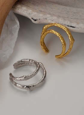 双层线条925纯银韩版戒指