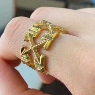 欧美潮牌箭头戒指男off风复古泰银时尚 指环 食指戒女朋克嘻哈时尚