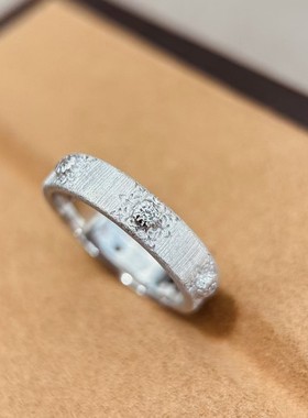 【K社制造】纯银复古六钻拉丝磨砂花朵戒指轻奢法式宫廷风指环