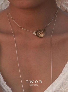 欧美网红花房系列s925手工多色花团花朵长款银项链多种戴法女