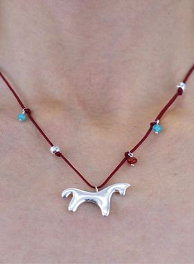 日韩精致马吊坠可调节项链长款小众轻奢设计感时尚女高级感配饰饰