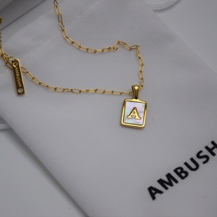 【K社制造】欧美方块字母项链女男小金牌吊坠轻奢小众不掉色锁骨