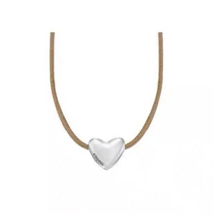 韩国博主fever同款 爱心绳子项链朴敏英冷银色桃心锁骨链