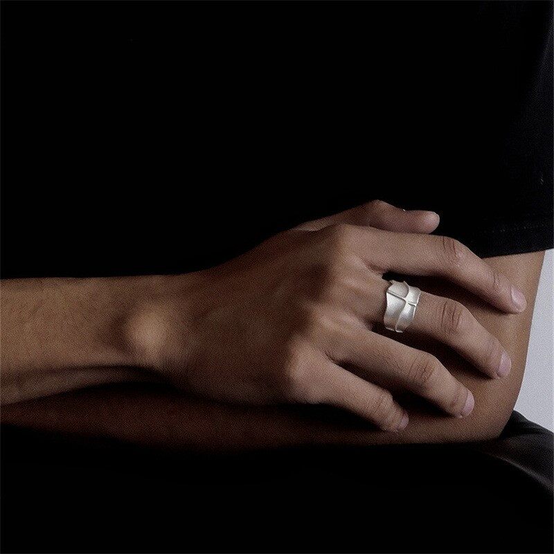 K社制造折痕戒指质感折纸纹理指环手工制作简约食指戒小众高级感