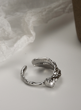 【K社制造】带钻戒指纯银925纯银叠戴法气质高级感蹦迪闪钻嘻哈潮