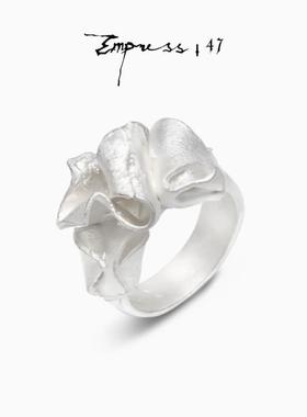 白夜行系列 烧白工艺缎立体花朵戒指女生