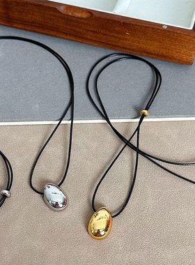 日韩简约项链女小众感银色吊坠金色毛衣链新款可调节项链高级感