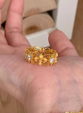 【K社制造】宫廷风复古中古花蕾丝戒指女轻奢百搭小众感食指戒指
