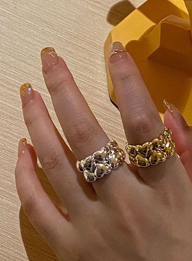 韩版甜美爱心戒指女几何心形百搭个性开口指环小清新时尚食指戒潮