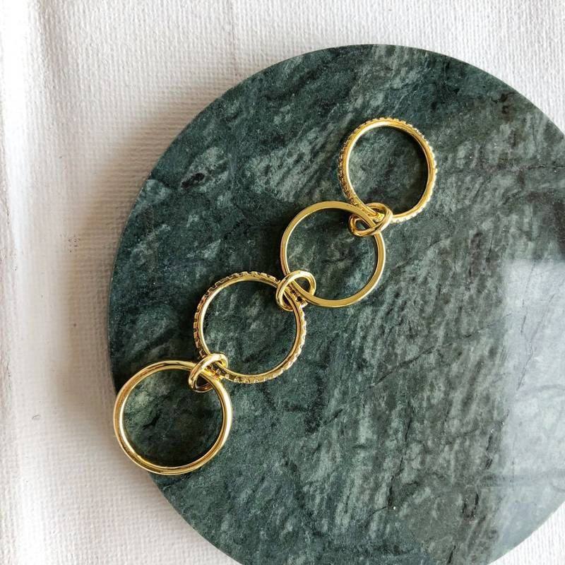 【K社制造】简约欧美时尚潮人金属镀金镶嵌宝石套戒女式潮流