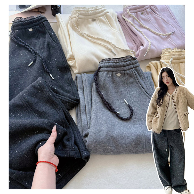 122620~「银河碎闪花苞腰弯刀裤」韩系亮片细闪高腰女加绒休闲裤,女装/女士精品,休闲裤,淘宝优惠券,粉丝福利购,淘宝优惠卷