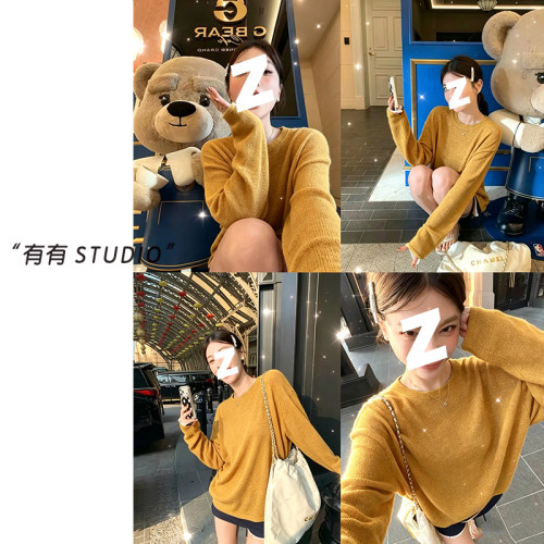 圆领宽松显瘦女士针织衫