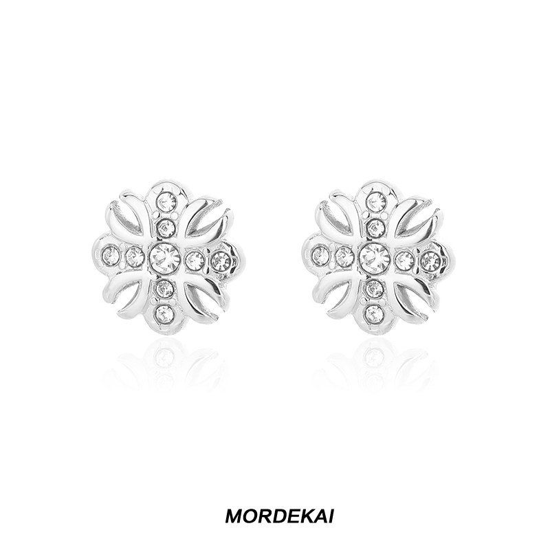MORDEKAI鸢尾花十字架满钻耳钉