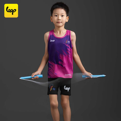 loopsport花样竞速跳绳比赛训练服套装儿童夏无袖背心速干运动服