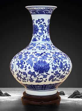 傲世景德镇陶瓷器青花瓷花瓶工艺品客厅摆件家居玄关办公室博古架