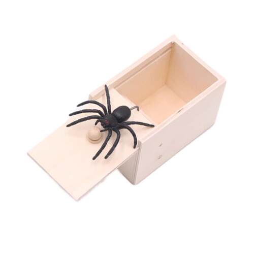 Spider Prank Wooden Box Toys for Kids spoof HalloweenRubber