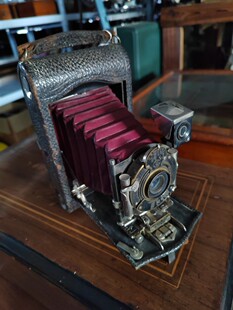 1910年代民国老上海古董柯达Kodak 红皮腔相机折叠式故障礼品摆件