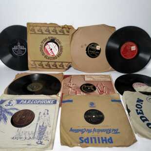 二手老唱片 78转粗纹黑胶唱片 手摇留声机机用唱片 复古装饰收藏