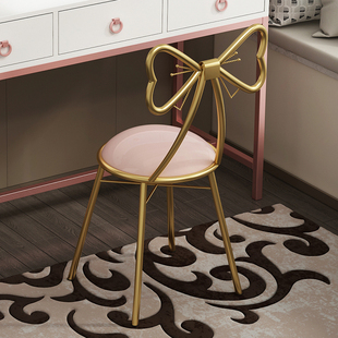 现代简约少女卧室梳妆台凳子蝴蝶靠背网红椅子ins美甲化妆凳轻奢
