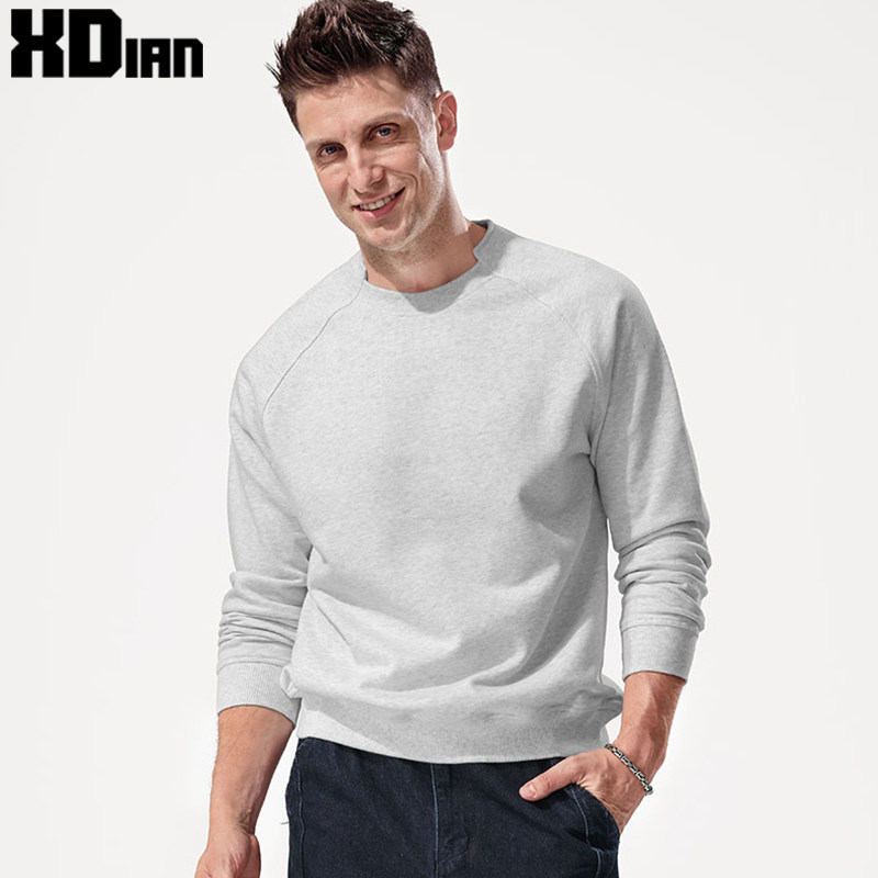 卫衣男款圆领套头纯棉宽松长袖T恤男纯色运动打底衫男秋冬季潮流