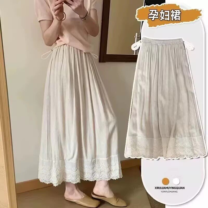 夏季棉麻高腰显瘦孕妇半身裙