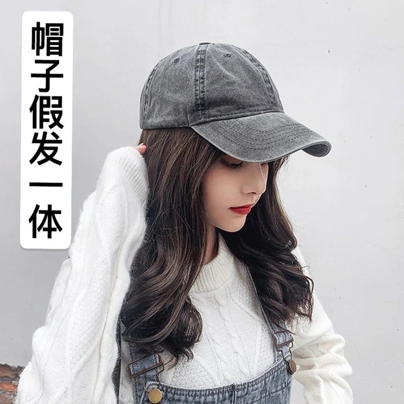 假发女长发网红大波浪卷发棒球帽子带假头发一体女春夏时尚全头套