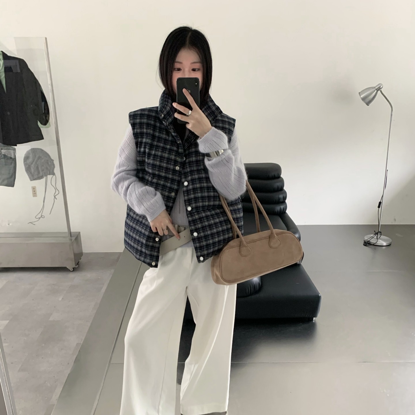 2025冬新款复古格子90白鸭绒短款羽绒马甲女立领保暖百搭外穿背心