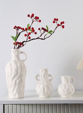 创意黑色北欧家居陶瓷花瓶轻奢摆件民宿玄关客厅水养插花艺术装饰