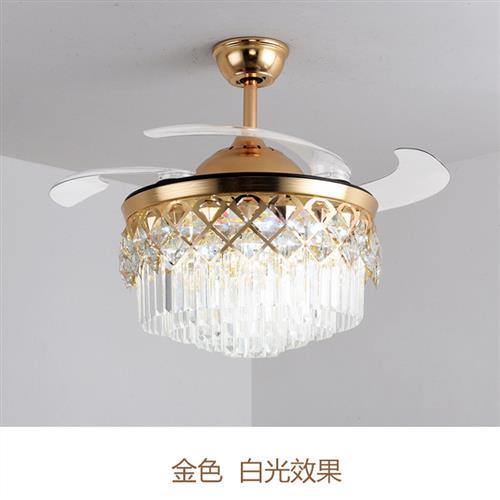 欧式隐形风扇灯家用水晶吊灯变频客厅卧室餐厅吊扇灯带灯风扇
