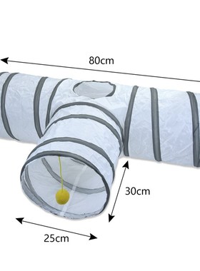 新品白色猫通道 宠物猫隧道 滚地龙猫钻桶可折叠猫玩具互动玩具