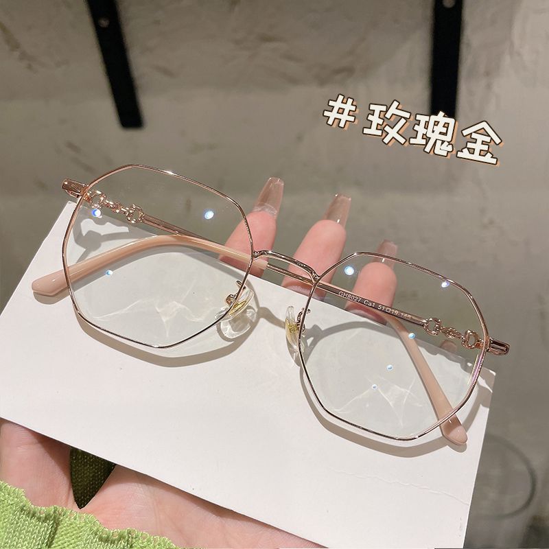 系数日软妹神器超轻防蓝光配多边形近视眼镜框可度数平光镜