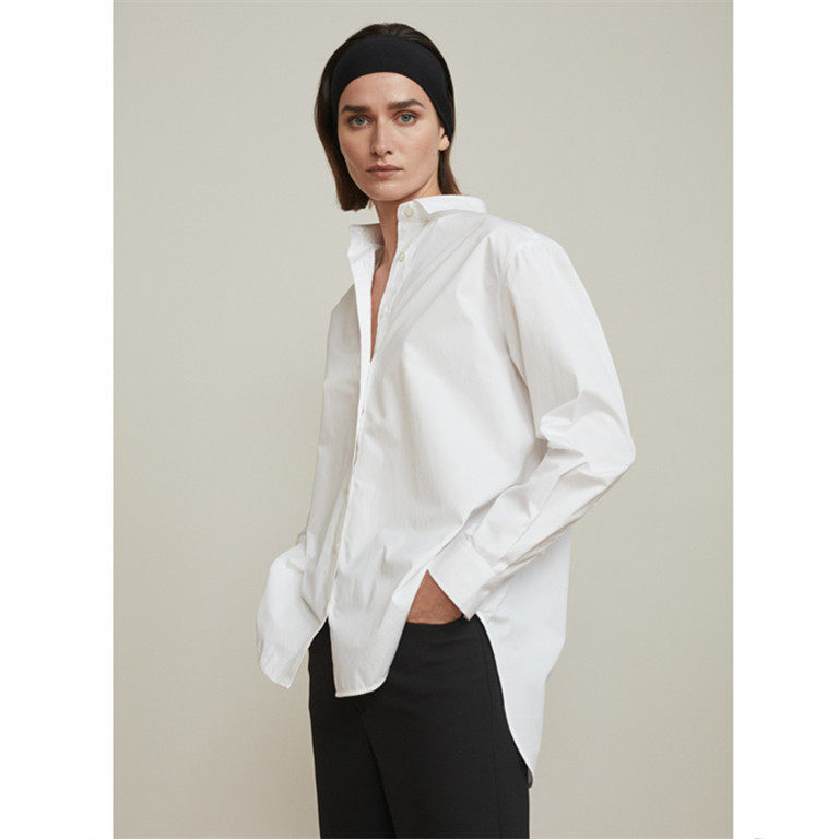 大笨 T- 基础简约前短后长府绸棉质纯白衬衫|ruв категории Женская одежда, рубашка - от Buy2taobao.com для оказания профессиональной услуги покупки агента Taobao