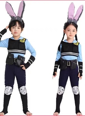 出租朱迪兔子拟人COS服装疯狂动物城兔子警官服男女成人款儿童裙