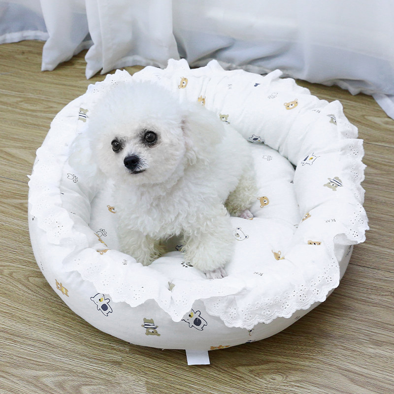 四季通用新款宠物狗窝猫窝春秋保暖舒适可爱蕾丝花边圆窝布偶泰迪,宠物/宠物食品及用品,猫狗垫子,淘宝优惠券,粉丝福利购,淘宝优惠卷