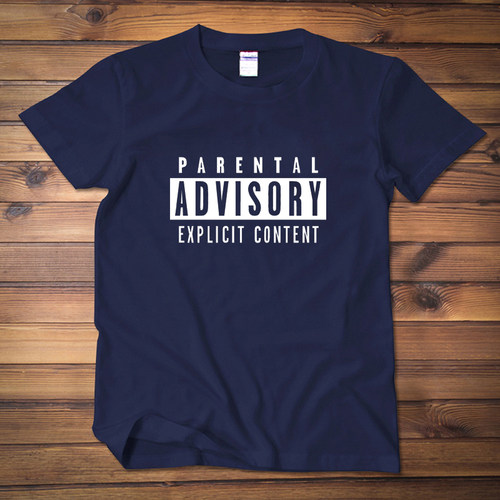 摇滚 说唱RAP 脏标 Parental Advisory 夏季潮牌短袖t恤衫男女