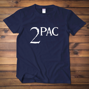 夏装 短袖 t恤 嘻哈说唱2PAC 宽松圆领纯棉大码 新款 男女款 图派克