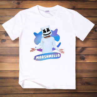 欧美嘻哈DJ衣服 Marshmello 棉花糖T恤男女 摇滚短袖圆领纯棉半袖