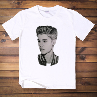 贾斯丁比伯同款纯棉短袖T恤JustinBieber演唱会周边男女半袖衣服
