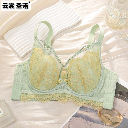 性感蕾丝文胸调整型软钢圈水晶杯法式兔耳朵内衣女薄款聚拢防下垂