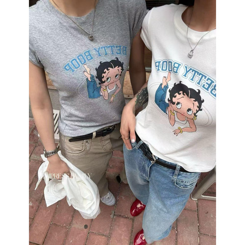 Meng贝蒂小姐三色正肩短袖T恤
