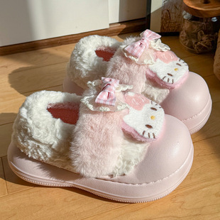可爱软萌卡通包跟棉鞋女生外穿厚底防滑保暖毛毛棉拖鞋冬季