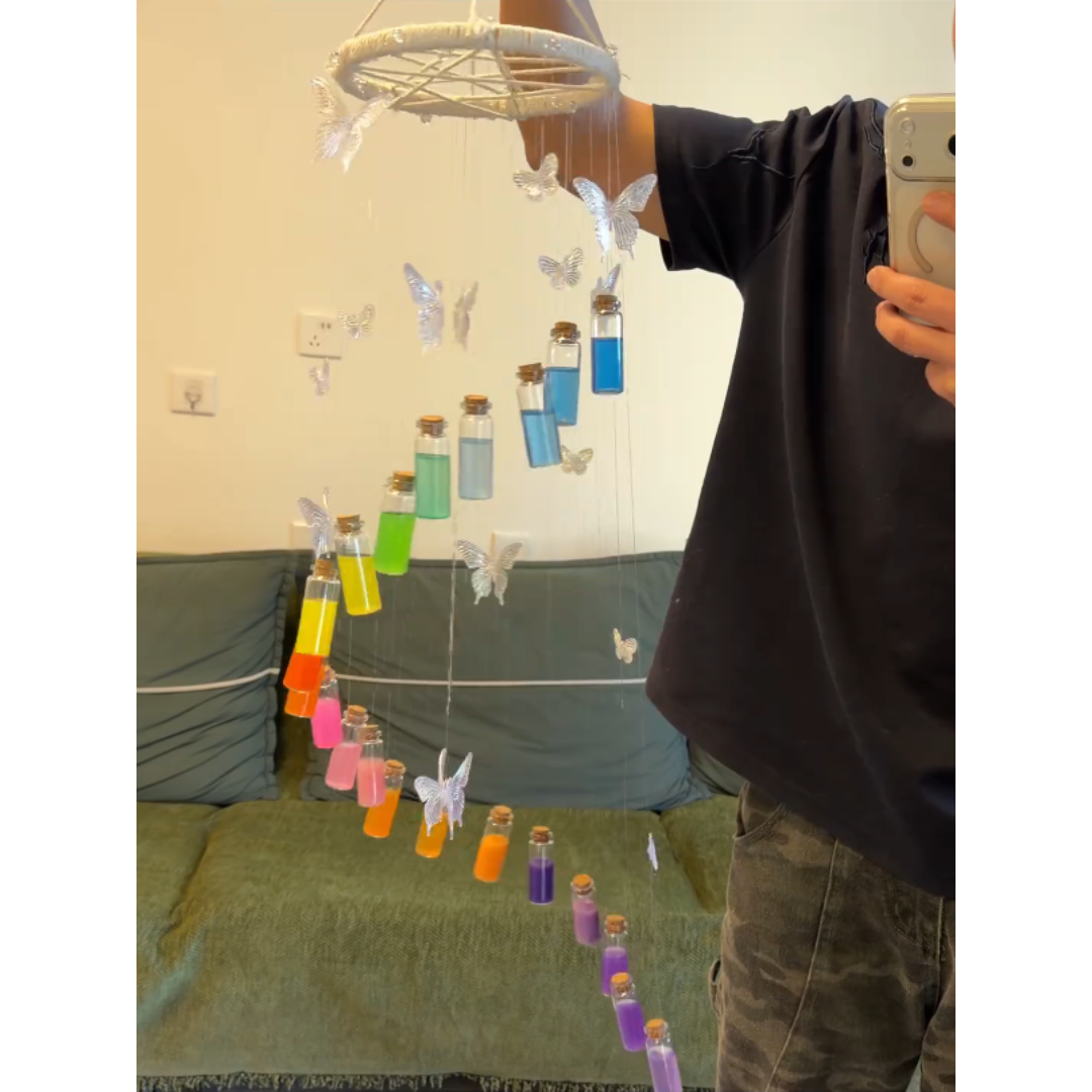 幻彩蝴蝶彩虹瓶子风铃diy全套材料包手工自制挂件送朋友生日礼物