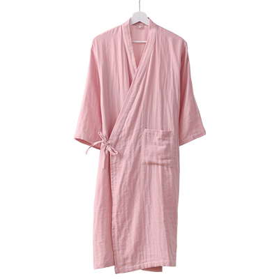 优美纺男女睡袍纯棉纱布吸水速干