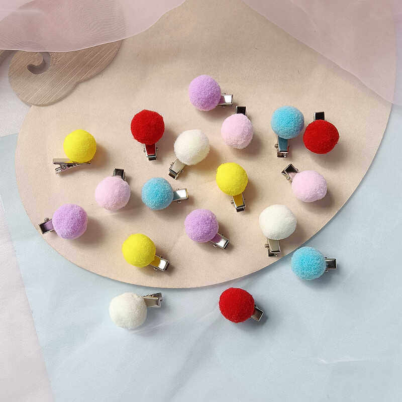 毛绒球发夹少女编发麻花辫装饰汉服古风点缀小发卡百搭可爱糖果色