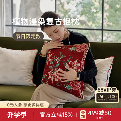 新年红色抱枕轻奢复古客厅沙发