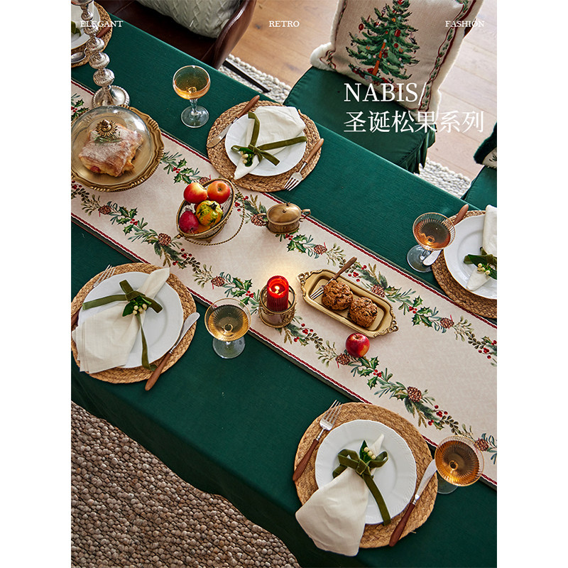 法式复古桌旗轻奢高端节日氛围感